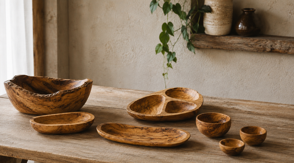 objets en bois d'olivier