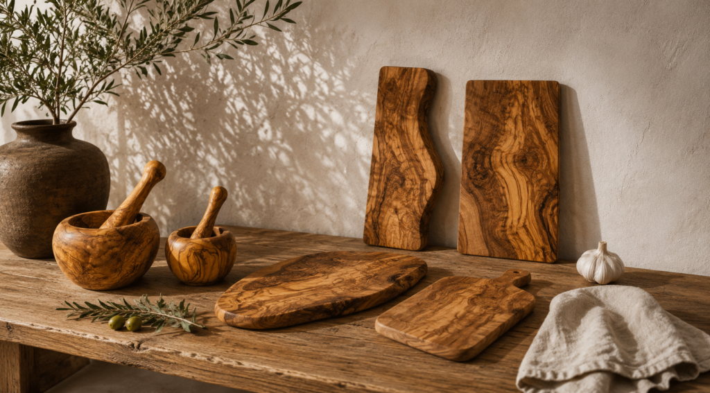 objets en bois d'olivier