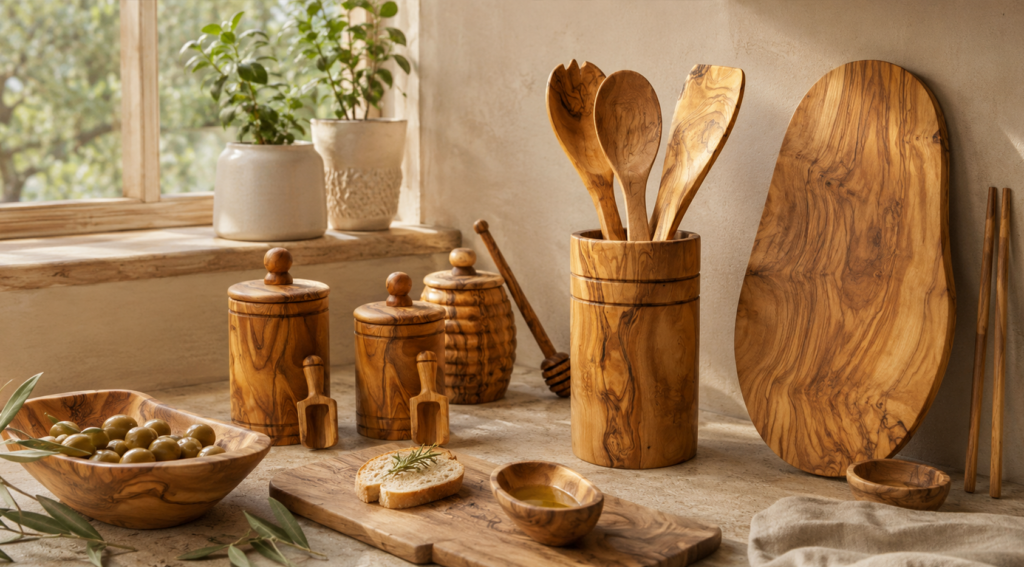 objets en bois d'olivier